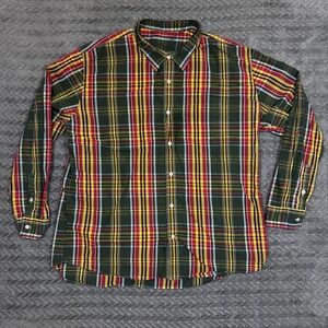 Arnold Zimberg Mens Blue Plaid Long Sleeve Button Up Shirt Large Cotton - CJ